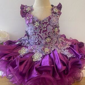 Girls Holiday’s glitz  pageant cupcake Princess dress color lilac and purple.